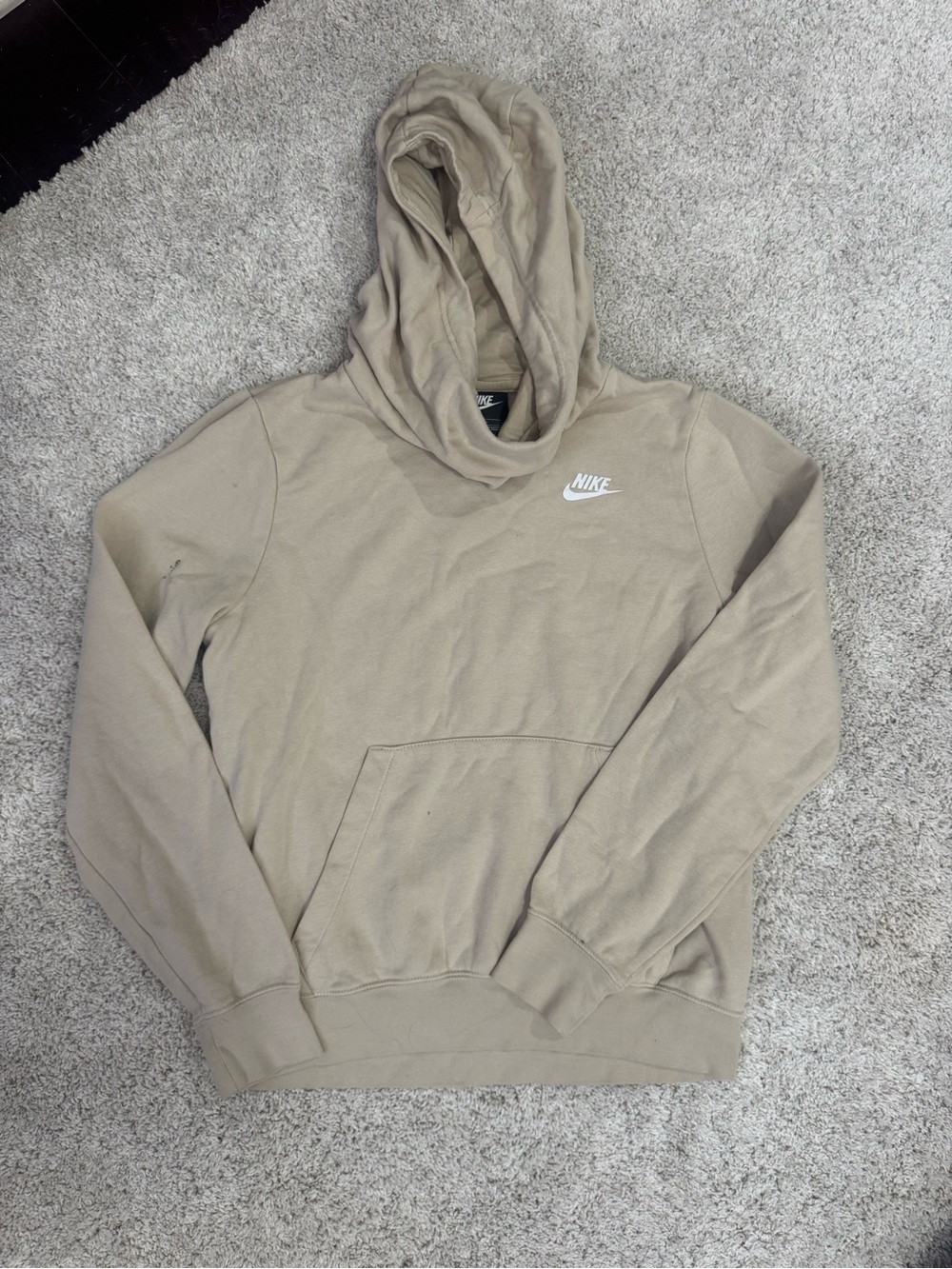 Nike Women’s Beige Mock Neck Hoodie with White Logo